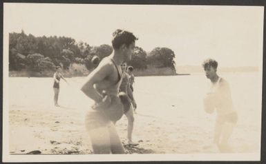 Crew from the Aorangi at Motuihe Island, February 1930