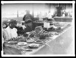 Interior of public market showing native food products, Honolulu, Hawaii