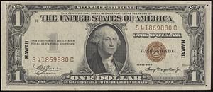U. S. Currency, HAWAII, Series 1935A, No. S41869880C