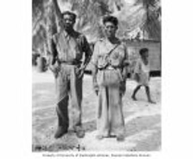 Chief Judah, island magistrate from Rongerik Atoll, with one of his subchiefs, August 1947