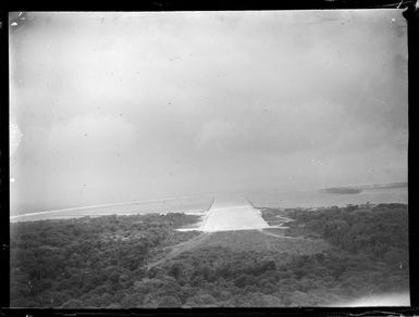 View of lagoon slipway with buildings near Faleolo Airfield, Western Samoa