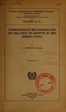 Carbohydrate metabolism and its relation to growth in the edible canna
