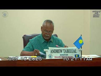 Palau National Congress | 11th OEK, The senate 1st Day of 12th Regular Session