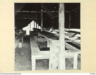 ORO BAY, NEW GUINEA. 1943-07. A SECTION OF THE WALKING PATIENTS MESS AT THE 10TH FIELD AMBULANCE