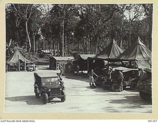 TOROKINA, BOUGAINVILLE. 1945-04-28. A GENERAL VIEW OF THE WORKSHOPS AND LINES AREA OF THE TRANSPORT AND LIGHT AID DETACHMENT SECTION ATTACHED HEADQUARTERS 2 CORPS