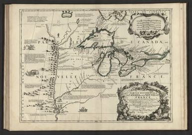 Partie Occidentale du Canada ou de la Nouvelle France ou sont les Nations des Ilinois, de Tracy, les Iroquois, et plusieurs autres Peuples; avec la Louisiane Nouvellement decouverte etc. Dressée sur les Memoires les plus Nouveaux. Par le P. Coronelli Cosmographe de la Serme. Repub. de Venise. Corrigée et augmentée par le Sr. Tillemon; et dediée a Monsieur l'Abbé Baudrand. A Paris, Chez J. B. Nolin, sur le Quay de l’Horloge du Palais Vers le Pont Neuf, a l'enseigne de la Place des Victoires. Avec Privilege du Roy. 1688.