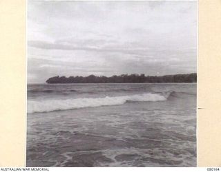 SATTELBERG, NEW GUINEA. 1944-07-06. THE COASTLINE NEAR THE SATTELBERG AREA. THE PHOTOGRAPH WAS TAKEN FOR USE BY VX76415 LIEUTENANT R.B. EWERS, OFFICIAL WAR ARTIST, MILITARY HISTORY SECTION