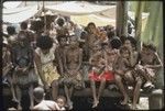 Mortuary ceremony: women and children sit together with mourning woman