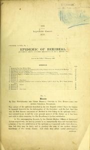 Epidemic of beriberi. (Occurring among Japanese immigrants in 1894-5.- Report on). [electronic resource]