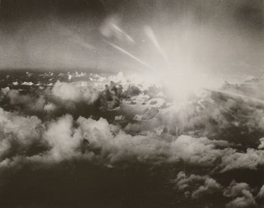 Aerial View of the Flash of Light from the Able Day Explosion over Bikini Lagoon