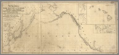 A New Chart of The Pacific Ocean, Exhibiting The Western Coast of America, From Cape Horn To Beerings Strait, The Eastern Shores of Asia Including Japan, China and Australia, and all the numerous Islands and known Dangers Situated in Polynesia and Australasia, Correctly Drawn And Regulated according to the most Approved and Modern Surveys and Astronomical Observations By J.W. Norie, Hydrographer, &c.&c. Additions 1836. Stephenson, Engraver. London. Published ... October 1st 1825, by J.W. Norie & Co. (with) seven inset maps listed in Notes. (Northern Sheet)