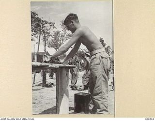 MISSION POINT, NEW GUINEA. 1945-10-24. A NEW UNIT, 67 INFANTRY BATTALION, WAS FORMED FROM VOLUNTEERS IN THE WEWAK AREA TO BECOME PART OF THE BRITISH COMMONWEALTH OCCUPATION FORCE (BCOF). SHOWN, ..