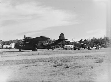 [Seaplane on an airstrip]