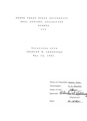 Oral History Interview with Charles W. Lebkowsky, May 15, 1982