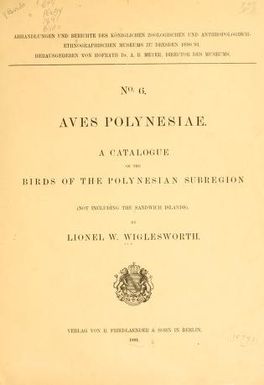 Aves polynesiae : a catalogue of the birds of the Polynesian subregion