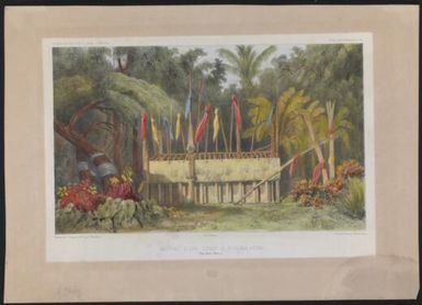 Morai d'un chef a Nouka-Hiva, Baie Anna Maria / dessine par L. Lebreton; lithe par P. Blanchard
