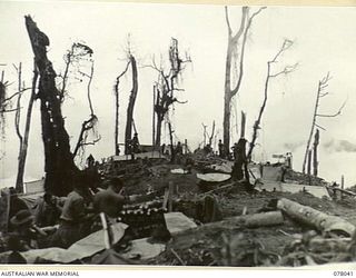 BOUGAINVILLE ISLAND. 1944-12-30. A TEMPORARY CAMP OF THE 25TH INFANTRY BATTALION ON THE BATTLE SCARRED SLOPES OF ARTILLERY HILL