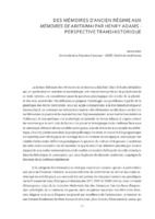 Des Mémoires d’Ancien Régime aux Mémoires de Ariitaimai
par Henry Adams : perspective transhistorique  - Carole Atem