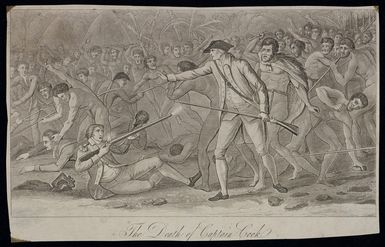 Webber, John, 1751-1793. Attributed works :The death of Captain Cook. [ca 1820]