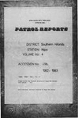 Patrol Reports. Southern Highlands District, Nipa, 1962 - 1963