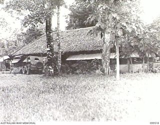 LAE, NEW GUINEA, 1946-01-02. THE EXTERIOR OF THE POSTAL UNIT, FIRST ARMY BUILDING