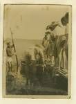 Art students lining up to board boat, North Stradbroke Island, 1949