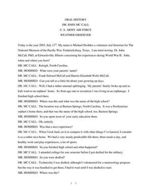 Oral History Interview with John McCall, July 13, 2003