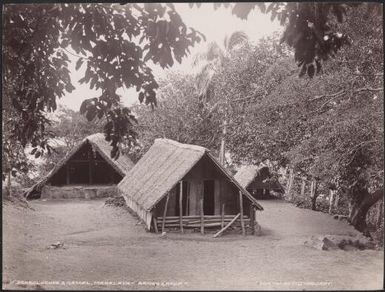 School house and gamal at Merelava, Banks Islands, 1906 / J.W. Beattie