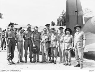 TOROKINA, BOUGAINVILLE, 1945-08-16. THE GRACIE FIELDS CONCERT PARTY ABOUT TO DEPART AFTER ENTERTAINING TROOPS AT HEADQUARTERS 2 CORPS