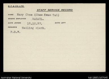 Mary Chee (Chee Kwan Tai)