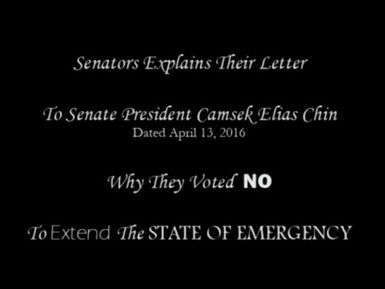 Seven Senators Explains 'No' on SOE Extension (4/19/16)