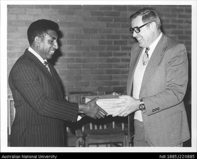 Professor Stephen Wurm with Mr Vincent Eri, High Commissioner for Papua New Guinea