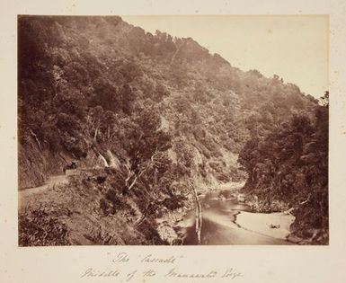 The Cascade, Middle of the Manawatu Gorge. From the album: Views of New Zealand Scenery/Views of England, N. America, Hawaii and N.Z.