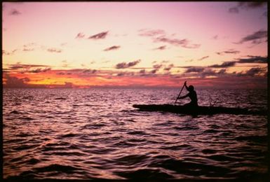 Canoe on water, Niue