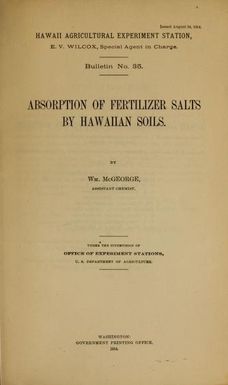 Absorption of fertilizer salts by Hawaiian soils