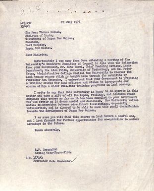 Letter from L. F. Bronahan to Thomas Kavali