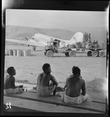 Qantas Empire Airways, cargo handling scene, Bulolo, Morobe, Papua New Guinea