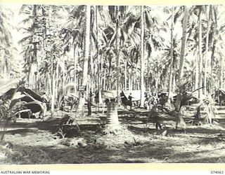 SIAR PLANTATION, MADANG, NEW GUINEA. 1944-06-20. LIVING QUARTERS OF PERSONNEL OF THE 3RD SUPPLY DEPOT PLATOON, AUSTRALIAN ARMY SERVICE CORPS AND A SECTION OF THE SIAR DETAIL ISSUE DEPOT WHICH ..