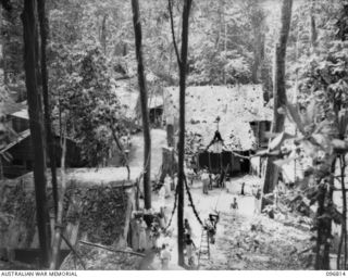 Ramale Mission, Kokopo Area, New Britain. View looking down on the Mission, the home of 300 internees, mostly Roman Catholic Missionaries, since 1944-46. Following the surrender of the Japanese the ..