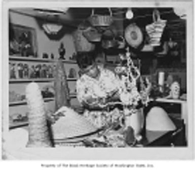 Juanita Lewis Russell inside Calneta Imports, Seattle, 1957