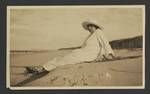 Evelyn Andrews at a beach, c1924