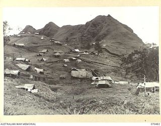 DUMPU, RAMU VALLEY, NEW GUINEA, 1944-02-09. THE 18TH INFANTRY BRIGADE HEADQUARTERS AREA, SITUATED ON A SLOPE IN THE FOOTHILLS OF THE FINISTERRE RANGES OVERLOOKING DUMPU