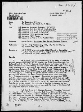 USS TERRY - Report of Operations, 7/21/44 to 8/10/44 - Invasion and Occupation of Guam Island, Marianas