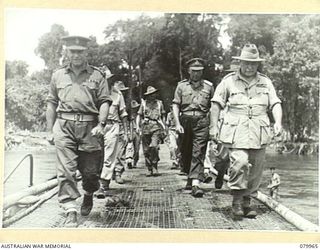 TOKO, SOUTH BOUGAINVILLE. 1945-03-26. VX1 GENERAL SIR THOMAS BLAMEY, GBE, KCB, CMG, DSO, ED, COMMANDER- IN- CHIEF, ALLIED LAND FORCES, SOUTH WEST PACIFIC AREA (3), ACCOMPANIED BY SENIOR OFFICERS, ..