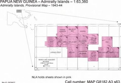 Admiralty Islands : provisional map / prepared under the direction of the Chief Engineer, GHQ, SWPA, by Base Map Plant, U.S. Army, GHQ, SWPA ; reproduced by BMP, U.S. Army, GHQ, SWPA