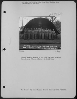 Special Service Section Of The 13Th Air Force Based On Guadalcanal, Solomon Islands. 11 April 1944. (U.S. Air Force Number 3A49268)