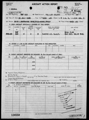 VMF-122 - ACA Rep #80-Bombing lighthouse building on Babelthuap Island, Palau Islands on 7/30/45