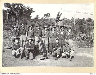 KIARIVU, NEW GUINEA, 1945-08-15. PERSONNEL OF MORTAR PLATOON, 3 PLATOON, 2/7 INFANTRY BATTALION