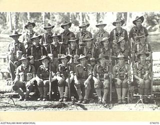 SIAR, NEW GUINEA. 1944-06-21. NO. 7 PLATOON, A COMPANY, 57/60TH INFANTRY BATTALION. IDENTIFIED PERSONNEL ARE:- QX127453 PRIVATE R. THOMSON (1); VX144849 PRIVATE L.C. WAITE (2); QX10244 SERGEANT ..