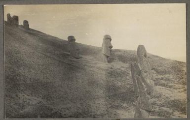 Statues alongside the hill, Easter Island